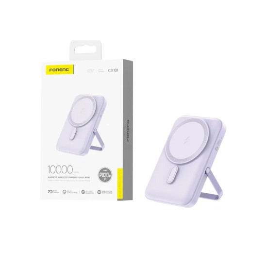 Power Bank Sem Fio Magnético Foneng CX101 10000mAh Roxo Power Bank Sem Fio Magnético Foneng CX101 10000mAh Roxo